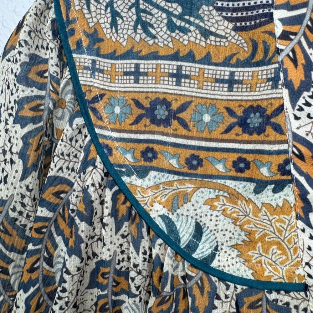 Anthropologie Tiny Boho‎ Floral Paisley Long Sleeve Romper Brown Small Boho